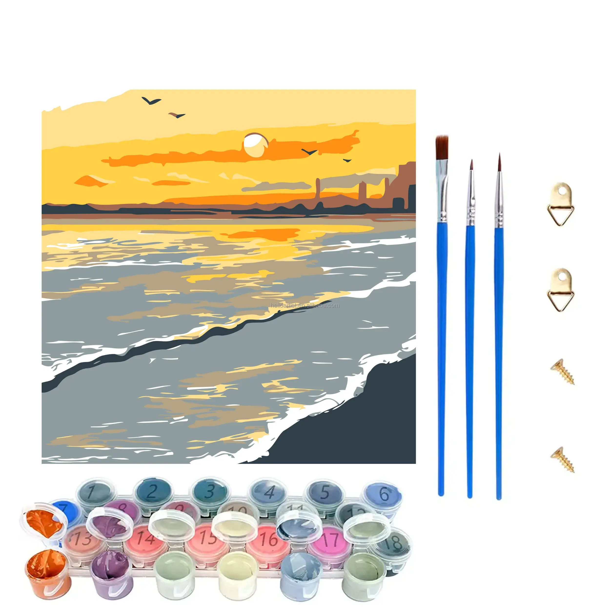 Factory Direct Sales Seascape Painting by Numbers Wholesale DIY Frameless Oil Painting on Canvas Wall Art Decoration Gift
