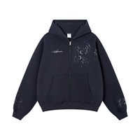 YOUMI ODM Streetwear Vente en gros Hiver Acid Wash Respirant Broderie DTG Léopard Heavyweight Zipup Hoodie Jacket
