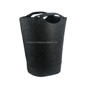 Panier à linge portable en feutre noir durable avec logo personnalisé pour jouets et vêtements sales – Vente en gros - Product Image 5