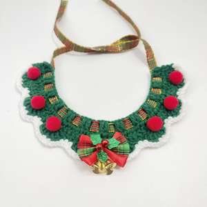 طقم طوق وشال محبوك قابل للتعديل للقطط والكلاب من الصوف - للاستخدام في الشتاء والمناسبات الاحتفالية ولجميع الفصول - Product Image 6