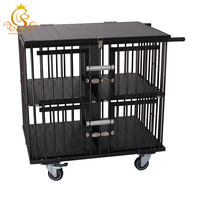 Cage de présentation mobile pour animaux de compagnie en aluminium massif moderne EUR VET avec fermeture à bouton pour chiens et chats, utilisation en compétition, avec roues