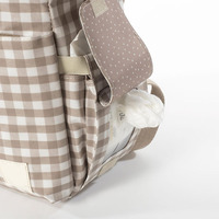 Sac de poussette à carreaux vichy beige, organisateur universel pour poussette de bébé avec breloque étoile, sac de rangement de voyage grande capacité