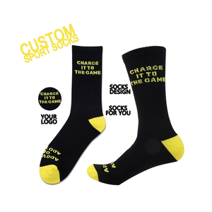 Chất lượng cao Thiết kế tùy chỉnh đệm đào tạo Đen vớ người đàn ông logo thể thao CREW SOCKS - Product Image 1