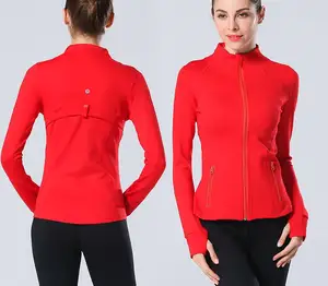 Kravat boya Zip uzun kollu Yoga ceketler artı boyutu spor Yoga bluzu bayan koşu ceket spor ceket