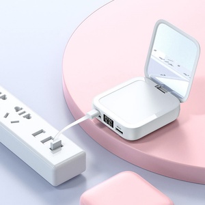 Portable Mini Power Bank with Built-In Cable Small <b>Square</b> Mirror Mobile Charger Function Charge - Product Image 5