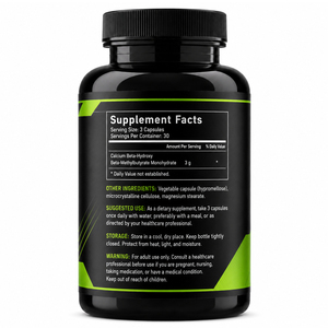 Capsules de supplément HMB (Bêta-hydroxy Bêta-méthylbutyrate de Calcium) personnalisées OEM/ODM, 99 % pur, sans produits laitiers, 60/120 unités, GMP HACCP - Product Image 6