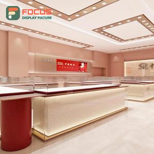 High Quality Wooden Jewelry Counter Glass Display Cabinet LED Light Luxury Modern Premium Jewellery Showcase Display - Product Image 3