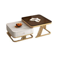 Ensemble de meubles de salon modernes modulaires or et blanc du fabricant chinois, comprenant une table basse en verre et des panneaux solides pour la maison