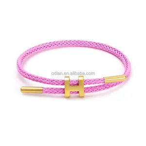 Mới Nhất 18K Vàng Mạ Charms Clasp Có Thể Điều Chỉnh Cáp Thép Không Gỉ Dây Vòng Đeo Tay Bện Dây Vòng Đeo Tay