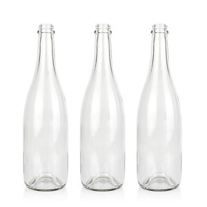 Botella de Vino Borgoña Transparente de 750 ml, Botella Redonda de Vidrio para Ron, Whisky, Tequila, Licor, Champán, Botellas de Almacenamiento con Corcho - Product Image 3