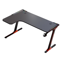 Bureau de jeu PC ergonomique AOR ESPORTS moderne avec structure en métal et surface en bois, éclairage RGB, texture fibre de carbone, grade P2