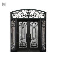 Portes d'entrée extérieures en fer personnalisées Portes d'entrée avant de sécurité en fer forgé Conception de grille Portes en fer forgé