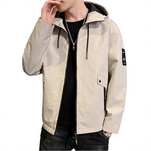 Chaqueta Cortavientos Ligera de Color Sólido Teñido con Hilo para Hombre, Talla Grande, con Capucha y Cremallera Completa, Elástica y Suave, con Logotipo Personalizado - Product Image 3