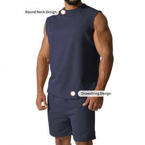 Bán Buôn Người Đàn Ông Của Thoáng Khí Jogger Quần Short Bộ Giải Trí Thể Thao Phong Cách Chạy Đào Tạo Màu Rắn Không Tay Phòng Tập Thể Dục Tập Thể Dục - Product Image 4