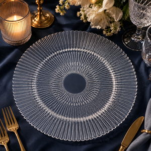 Sottopiatti in Vetro Trasparente all'Ingrosso per Matrimoni e Decorazioni - Product Image 5