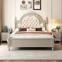 Meubles de chambre à coucher américains anciens de luxe moderne, magnifique tête de lit en bois pour lits king size et doubles, design en cuir de luxe