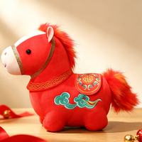 Peluche Cheval du Nouvel An Chinois Personnalisée OEM ODM, Adorable Poupée Cheval du Zodiaque en Peluche 100% Polyester, Logo et Taille Personnalisables pour Entreprises