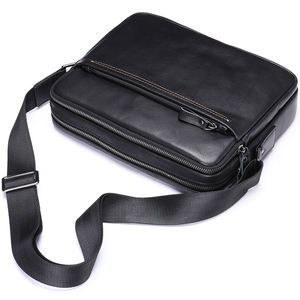 กระเป๋าสะพายข้างแบบมีซิปทำจากหนังแท้สำหรับผู้ชายดีไซน์เนอร์แนววินเทจกระเป๋าสะพายข้างและกระเป๋าสะพายข้าง - Product Image 2
