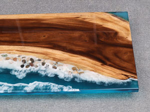 Table basse en résine océan, Art créatif, mobilier de salle à manger moderne, mobilier de maison, bois d'acacia <span class=keywords><strong>massif</strong></span>, <span class=keywords><strong>noyer</strong></span> <span class=keywords><strong>massif</strong></span> - Product Image 6