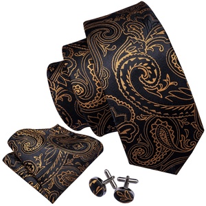 LELE <span class=keywords><strong>Discount</strong></span> Gravata Ensemble <span class=keywords><strong>cravate</strong></span> et pochette de costume pour homme en mélange de soie et de laine, jacquard Paisley tissé - Product Image 4