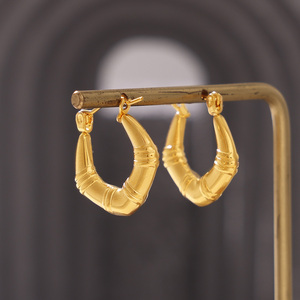 Fashion <strong>Jewelry</strong> Earings High Quality 18K Gold Plated U-shaped Earrings with Slub Texture Waterproof <strong>Jewelry</strong> for Women Trendy - Product Image 2