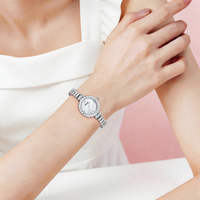 Montre à quartz pour femme Mark Fairwhale, cadran perlé, bracelet en zircon, étanche 3 ATM, fine, 25 mm, montre-bracelet rose Heartbeat FW-3960