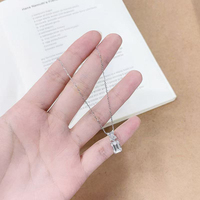 Collana con Pendente in Oro Bianco 18K con Diamante Coltivato in Laboratorio Taglio Smeraldo, Gioielli Raffinati per Donne, Catene con Diamanti, Collana con Diamante Coltivato