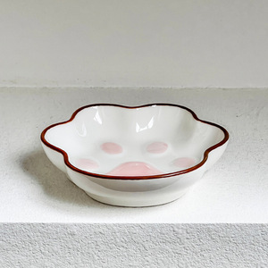 Mini-plats en céramique personnalisés avec motif de patte de chat, pour condiments, assaisonnements de hot pot, sauces, et soja - Product Image 2
