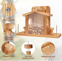 Vente chaude Durable En Bois Écureuil Maison Style Classique Personnalisé Naturel À L'extérieur Écureuil Mangeoires Écologique Solide Motif