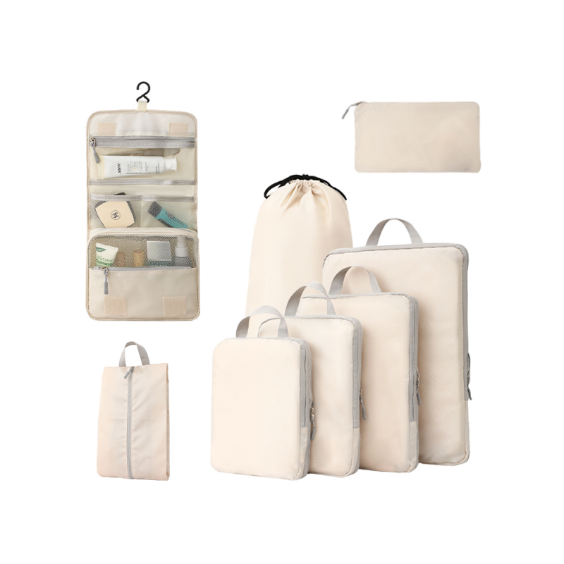 Compression Packing Cubes 8 Set Travel Essentials Collapsible Expandable Storage Organizer Bags For Luggage Backpack