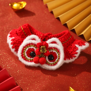 Collar para Gato Hoopet Huayuan, Bufanda Tejida Roja y Blanca, Accesorio de Invierno para Mascotas de Raza Pequeña - Product Image 4