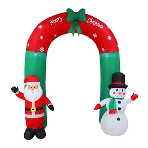 Schattige Navidad Opblazen Decoratie Ingebouwde Led Outdoor Kerst Opblaasbare Santa Sneeuwpop Boog Voor Vakantie Decor Benodigdheden