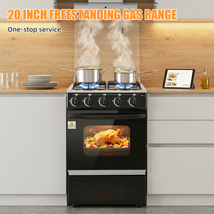 Cuisinière à gaz professionnelle de luxe autoportante noire avec four, 7,64 kW, <span class=keywords><strong>4</strong></span> brûleurs, 220 V, alimentation directe usine - Product Image 2