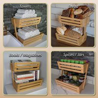 Support de rangement pour fruits et légumes en bambou, à deux niveaux, moderne, pour plan de travail de cuisine