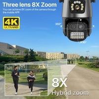 Wistino 8MP ICsee Lente dual PTZ Cámara inalámbrica Audio Video Vigilancia Sirena Alarma Sistema de seguridad para el hogar Wifi Cámara de red IP