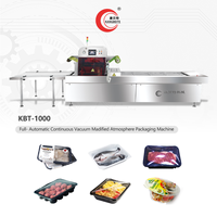 Machine à emballer entièrement automatique CE pour sceller les plateaux plats préfabriqués de fruits de mer machine à sceller les plateaux MAP en continu pour les produits à base de viande et les aliments