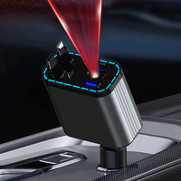 Chargeur de voiture à charge rapide 4 en 1 avec affichage numérique LED rétractable et 2 câbles Type C PD adaptateur rapide pour iPhone