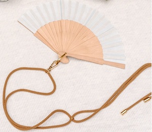 Tùy Chỉnh Màu Sắc Tay 23Cm Heldfan Soild Gỗ Vải Gấp Người Hâm Mộ Đám Cưới Bằng Gỗ Thủ Công <span class=keywords><strong>Fan</strong></span> Với Dây Đeo Sợi Dây Thừng - Product Image 2