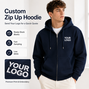 Felpa con Zip Personalizzata in Pile Pesante, Basso MOQ, Felpa Neutra con Logo Ricamato o Stampato OEM per Squadre e <span class=keywords><strong>Aziende</strong></span> - Product Image 1
