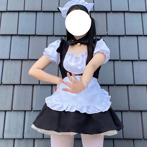 Maid Costume Black <b>White</b> <b>Apron</b> Bow Headpiece Spring 2025 Cosplay Dress Women Stage Outfit - Product Image 3