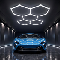Luminaire LED hexagonal personnalisé pour garage, haute luminosité, connectable, lampe de plafond en grille nid d'abeille pour atelier de carrosserie automobile, salle de detailing automobile