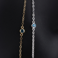 Chaîne de câble classique en or 14K rempli de 1.5mm avec zircon de lunette à bulles bleu suisse de 3mm pour la fabrication de bijoux de bracelet de collier à faire soi-même