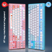 HXSJ L600 새로운 87키 유선 기계식 키보드(열전사 카툰 키캡 및 다중 조명 효과 포함)
