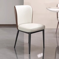 Chaise de salle à manger en fer forgé, style luxe léger, simple et moderne, avec dossier en cuir souple, pour la maison et le restaurant, mobilier domestique polyvalent