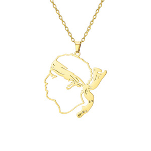 Collana con Ciondolo a Forma di <span class=keywords><strong>Bandiera</strong></span> Corsicana Traforata in Acciaio Inox 304, Bestseller Transfrontaliero Direttamente dalla Fabbrica, Bambù e Oro 18k - Product Image 4