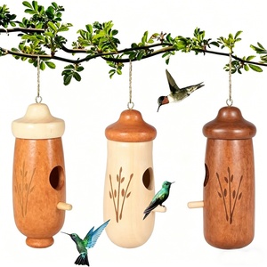 Casa de Pájaros de Madera, Decoración para Exteriores, Comedero para Colibríes, Nido de Pájaros Rústico Colgante, Cabaña para Pájaros, Colgante de Nido de Pájaros DIY - Product Image 1