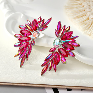 Flower Shape Rhinestone Alloy Stud <b>Earrings</b> For Women Party Jewelry - Product Image 1