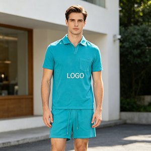 Ensembles de polos pour hommes de haute qualité, polos à manches courtes en tissu éponge, ensembles deux pièces pour hommes, été, décontracté, tissu éponge 350 - Product Image 4