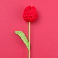 Kit de Crochet Fleurs Réalistes Faites à la Main – Petites Tulipes en Peluche pour Remise de Diplôme, Noël, Nouvel An Chinois