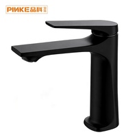 Robinet de lavabo monocommande moderne et contemporain pour salle de bain d'hôtel, à poser sur le comptoir, eau froide uniquement, en zinc noir, avec valve en céramique